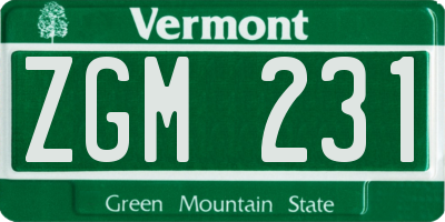 VT license plate ZGM231