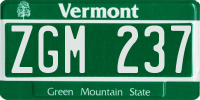 VT license plate ZGM237