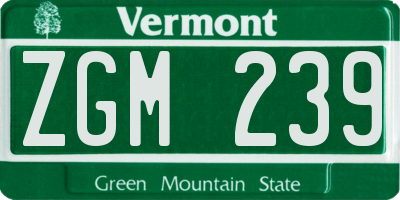 VT license plate ZGM239