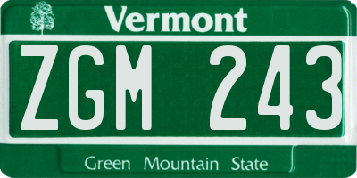 VT license plate ZGM243