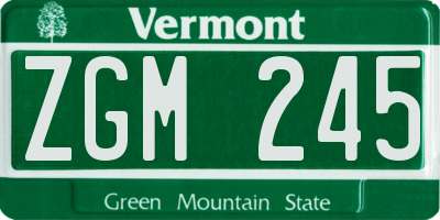VT license plate ZGM245