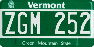 VT license plate ZGM252