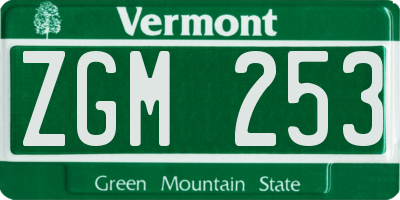 VT license plate ZGM253
