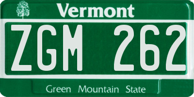 VT license plate ZGM262