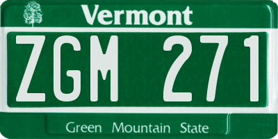 VT license plate ZGM271