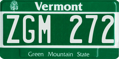 VT license plate ZGM272