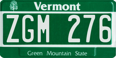 VT license plate ZGM276