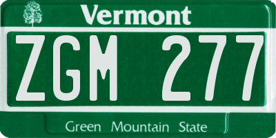 VT license plate ZGM277