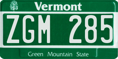VT license plate ZGM285