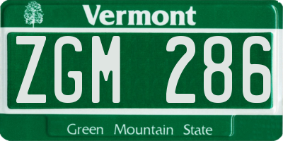 VT license plate ZGM286