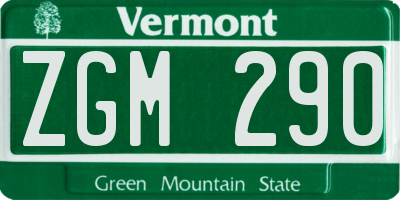 VT license plate ZGM290