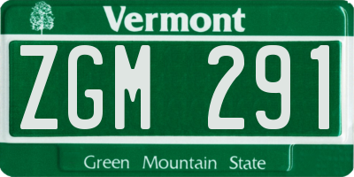 VT license plate ZGM291