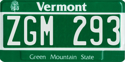VT license plate ZGM293
