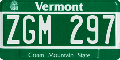 VT license plate ZGM297