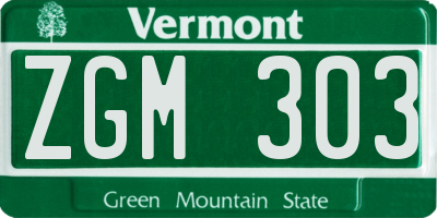 VT license plate ZGM303