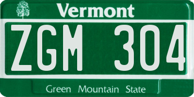 VT license plate ZGM304