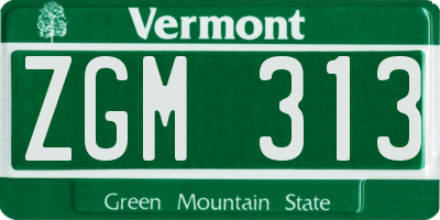 VT license plate ZGM313
