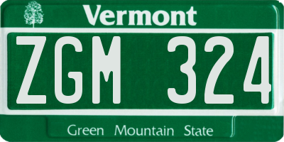VT license plate ZGM324