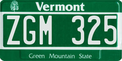 VT license plate ZGM325