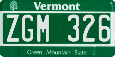 VT license plate ZGM326
