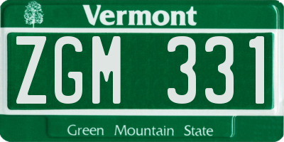 VT license plate ZGM331