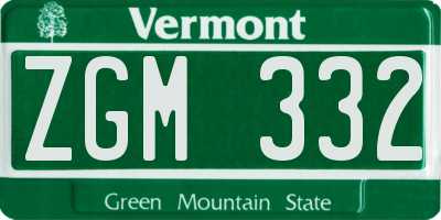 VT license plate ZGM332