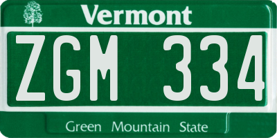 VT license plate ZGM334