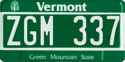 VT license plate ZGM337