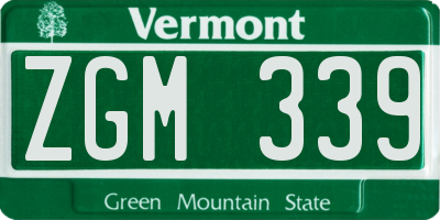 VT license plate ZGM339