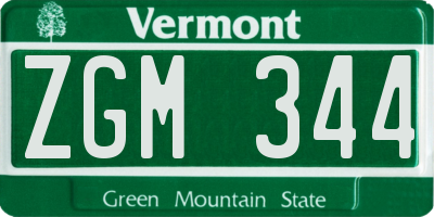 VT license plate ZGM344