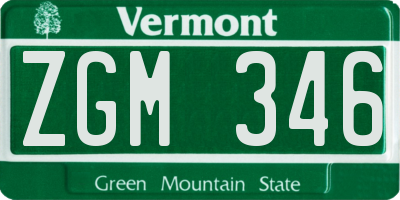 VT license plate ZGM346