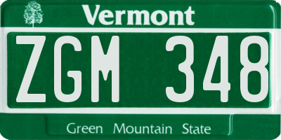 VT license plate ZGM348