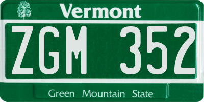 VT license plate ZGM352
