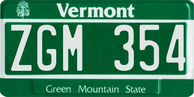 VT license plate ZGM354