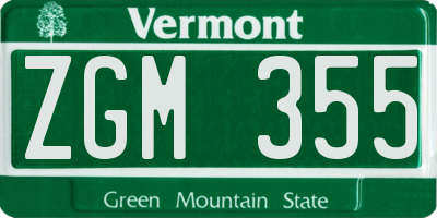 VT license plate ZGM355