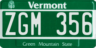 VT license plate ZGM356