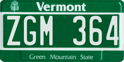 VT license plate ZGM364