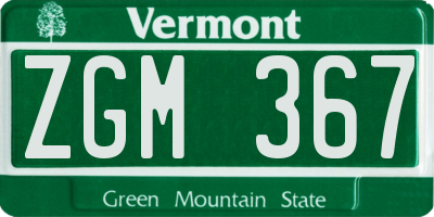 VT license plate ZGM367