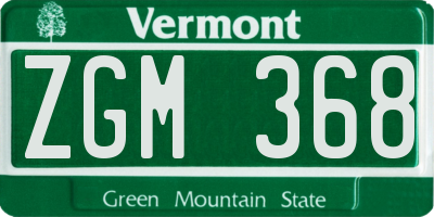 VT license plate ZGM368