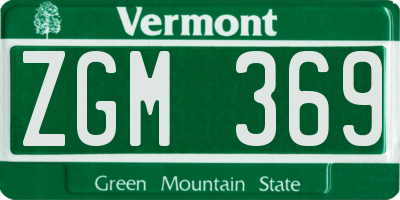 VT license plate ZGM369