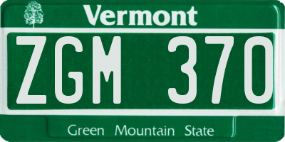 VT license plate ZGM370