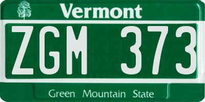 VT license plate ZGM373