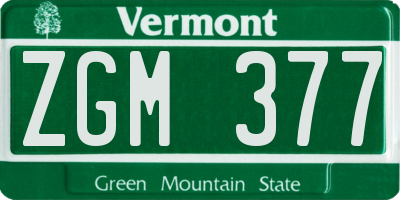 VT license plate ZGM377