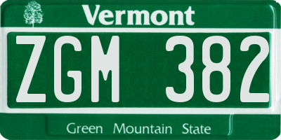 VT license plate ZGM382
