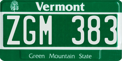 VT license plate ZGM383