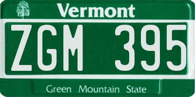 VT license plate ZGM395