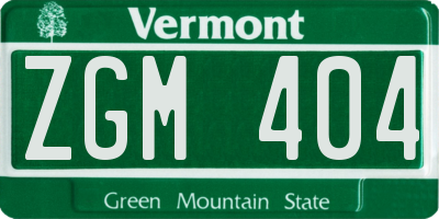 VT license plate ZGM404