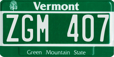 VT license plate ZGM407