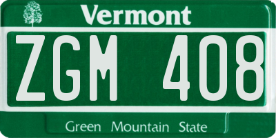 VT license plate ZGM408