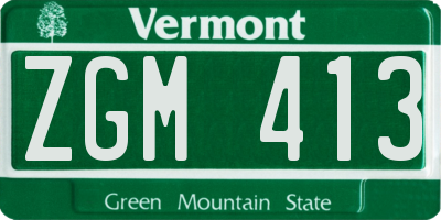 VT license plate ZGM413